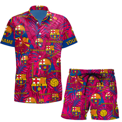 Personalized Barcelona FC Tropical Hawaii Shirt Beach Short V8