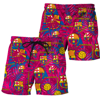 Personalized Barcelona FC Tropical Hawaii Shirt Beach Short V8