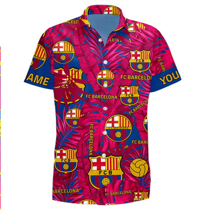Personalized Barcelona FC Tropical Hawaii Shirt Beach Short V8