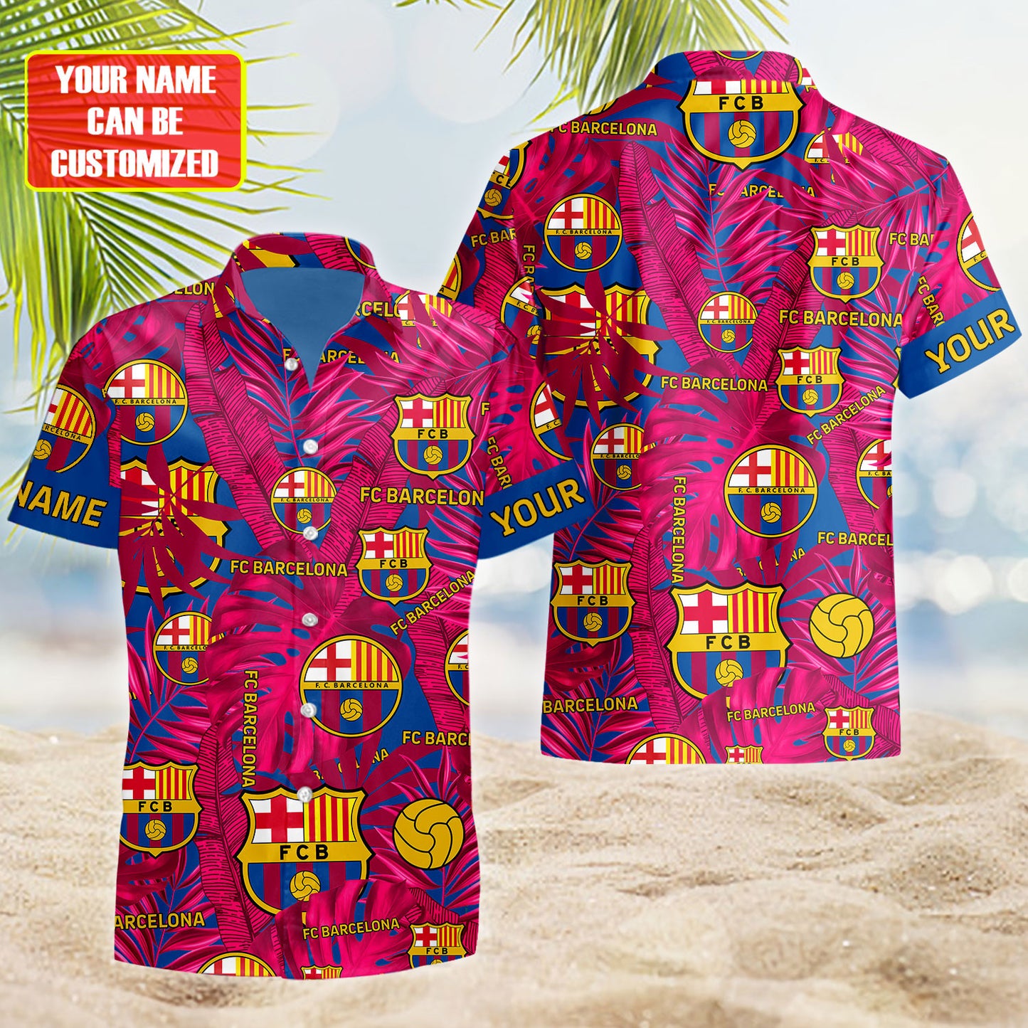 Personalized Barcelona FC Tropical Hawaii Shirt Beach Short V8