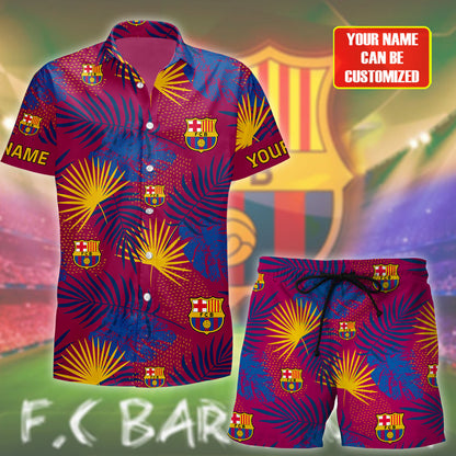 Personalized Barcelona FC Tropical Hawaii Shirt Beach Short V9