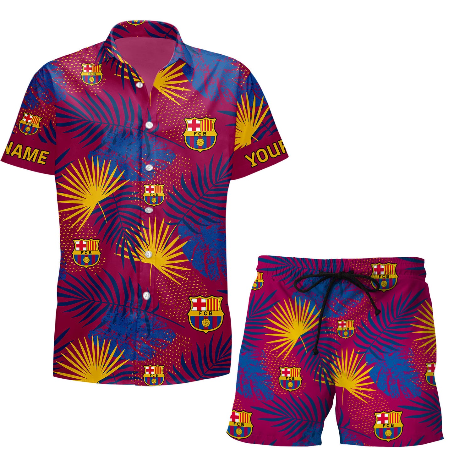 Personalized Barcelona FC Tropical Hawaii Shirt Beach Short V9