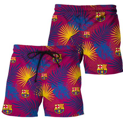 Personalized Barcelona FC Tropical Hawaii Shirt Beach Short V9
