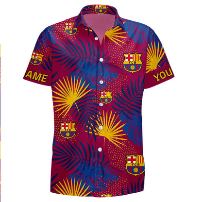 Personalized Barcelona FC Tropical Hawaii Shirt Beach Short V9