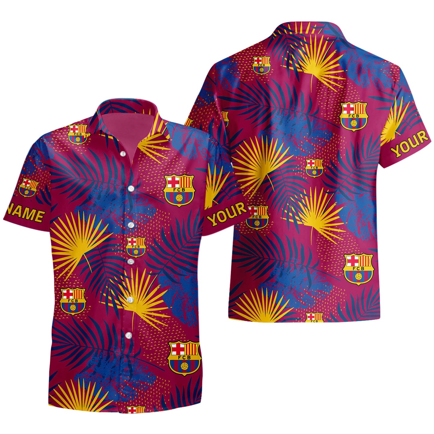Personalized Barcelona FC Tropical Hawaii Shirt Beach Short V9