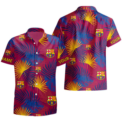 Personalized Barcelona FC Tropical Hawaii Shirt Beach Short V9