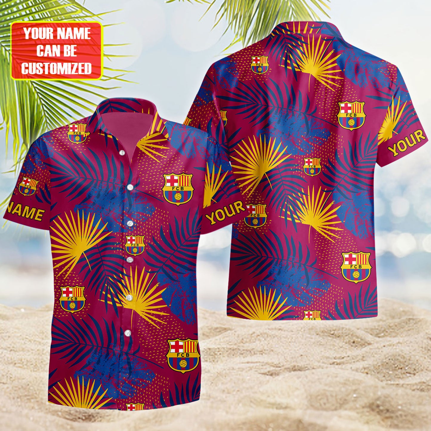 Personalized Barcelona FC Tropical Hawaii Shirt Beach Short V9