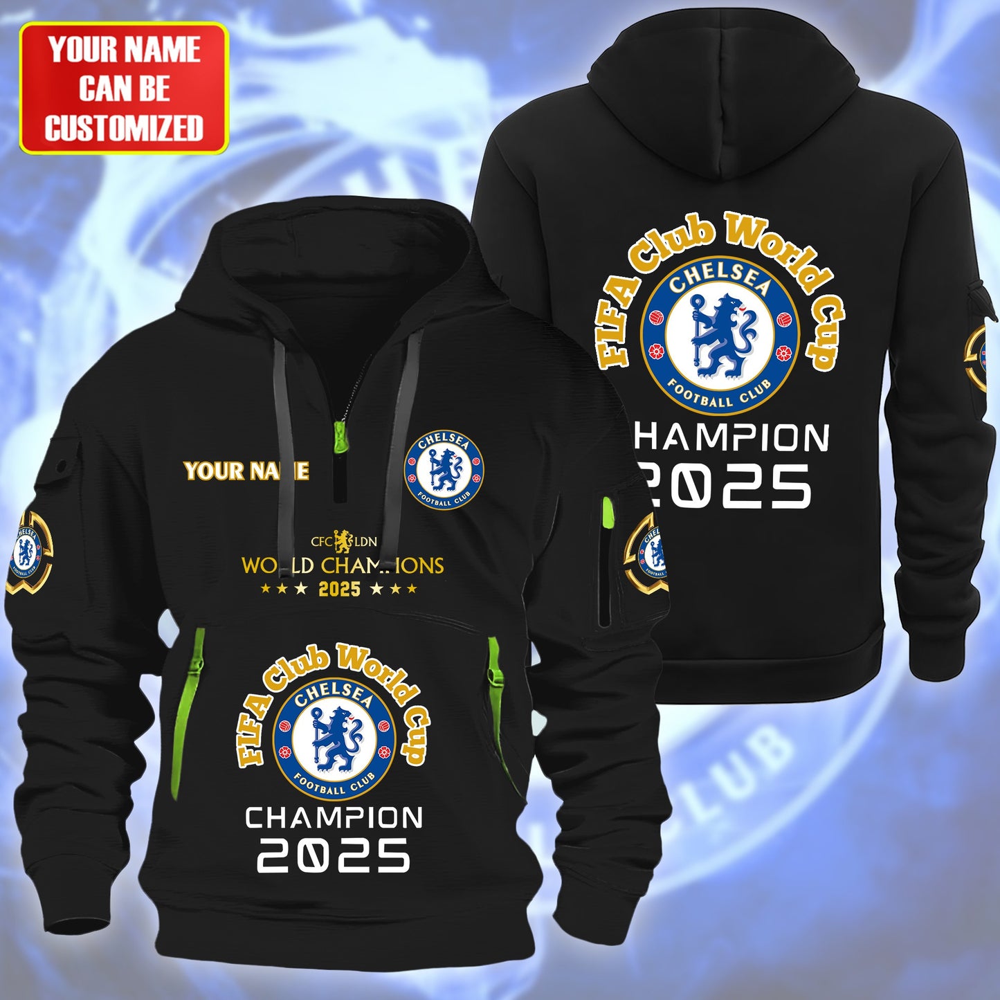 Personalized Chelsea Champions Zip-Hoodie Cotton Jacket
