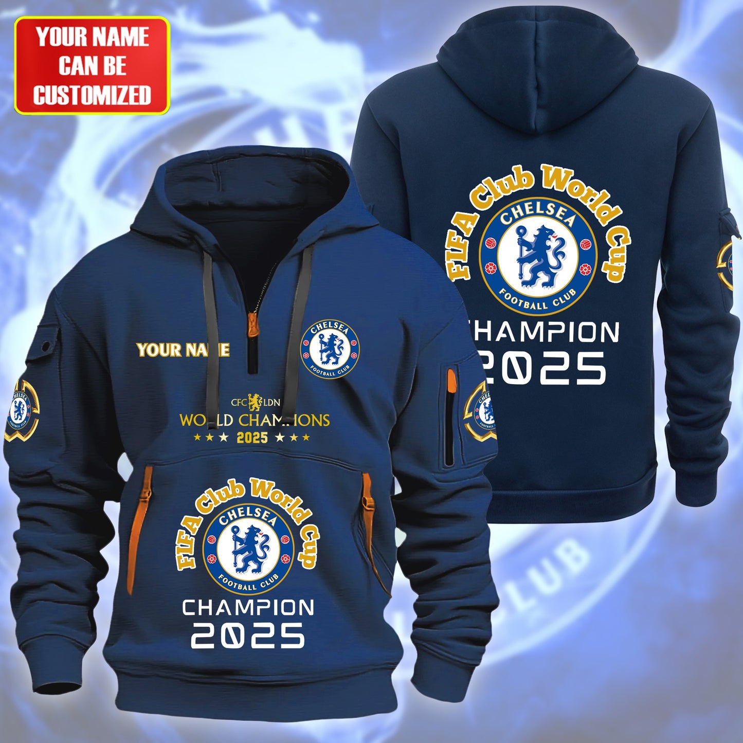 Personalized Chelsea Champions Zip-Hoodie Cotton Jacket