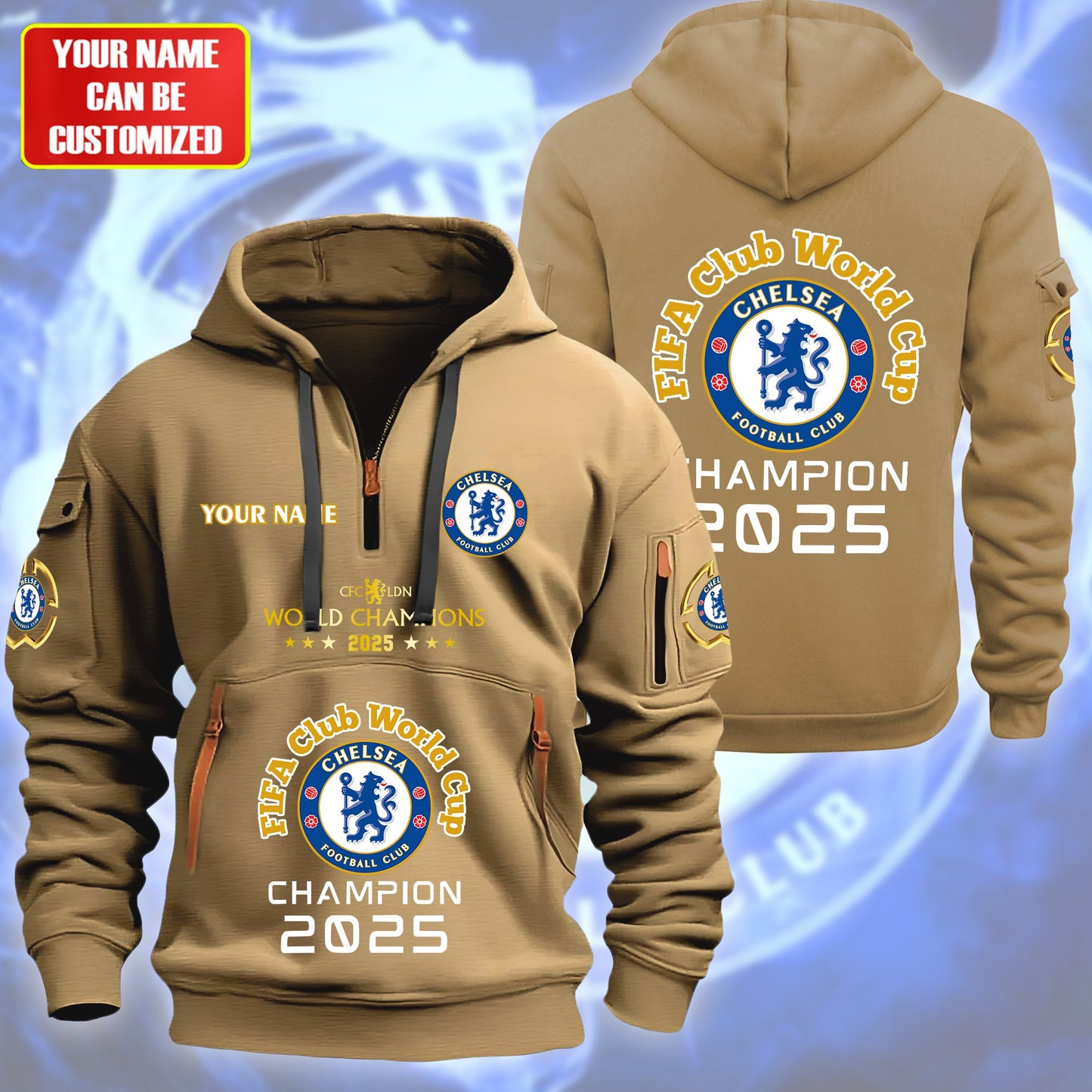 Personalized Chelsea Champions Zip-Hoodie Cotton Jacket