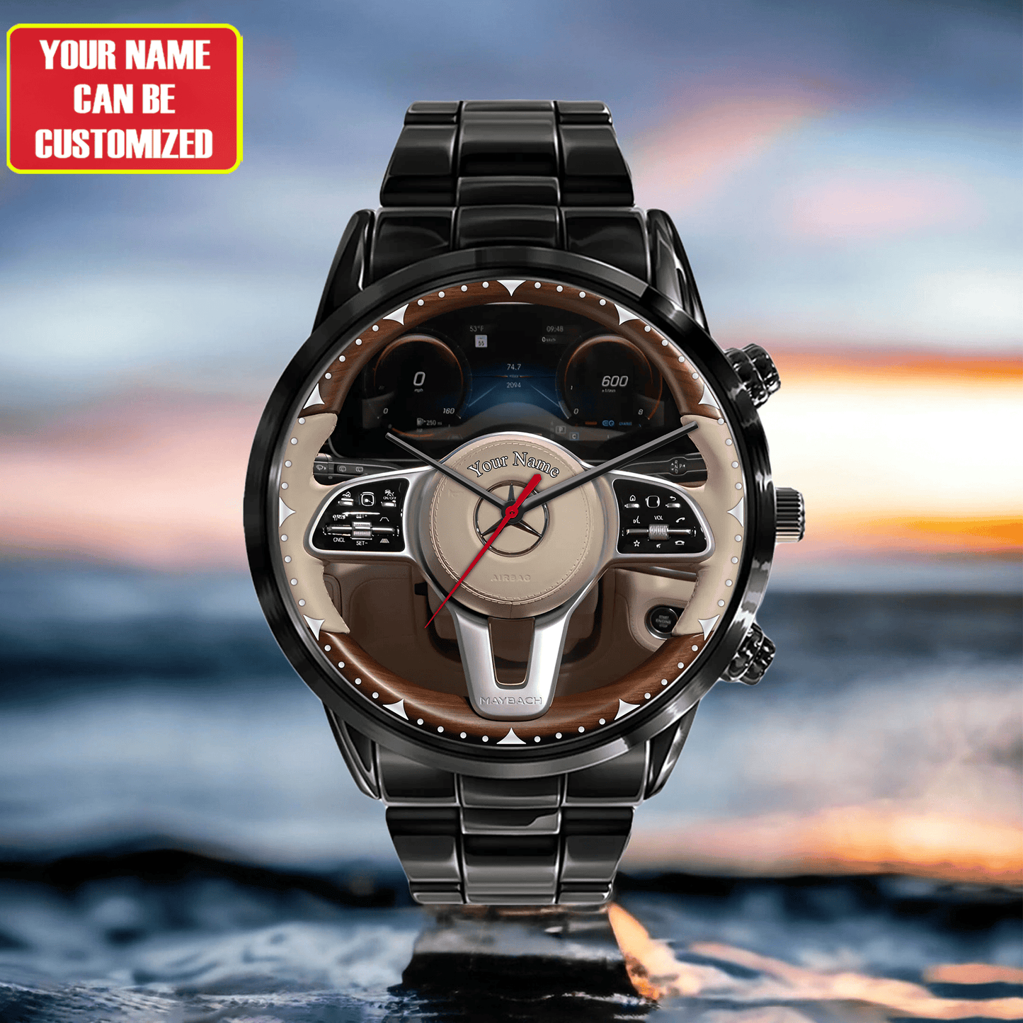 Personalized Merc Wooden Luxury Stainless Steel Watch