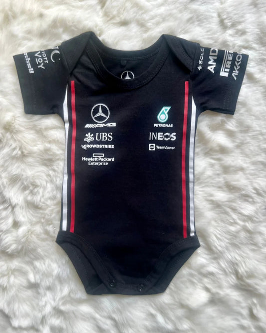 Customized Merc AMG Petronas Soccer Jersey , Baby Rib Bodysuit Sizes