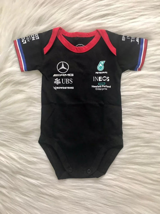Customized Merc AMG Petronas Soccer Jersey , Baby Rib Bodysuit Sizes V2