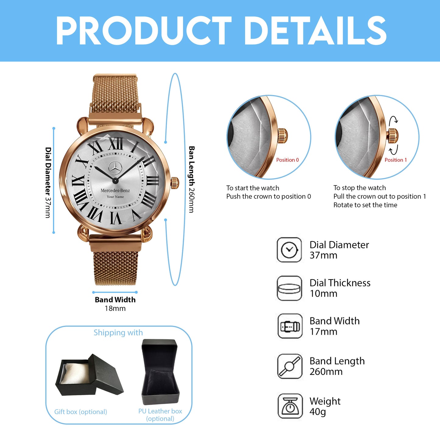 Personalized Merc Cartier Women Hand Watch