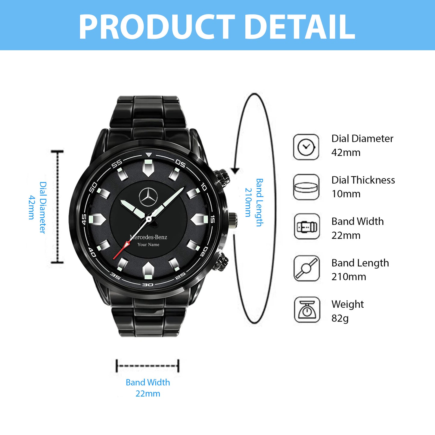 Personalized Merc Automatic Luxury Stainless Steel Watch