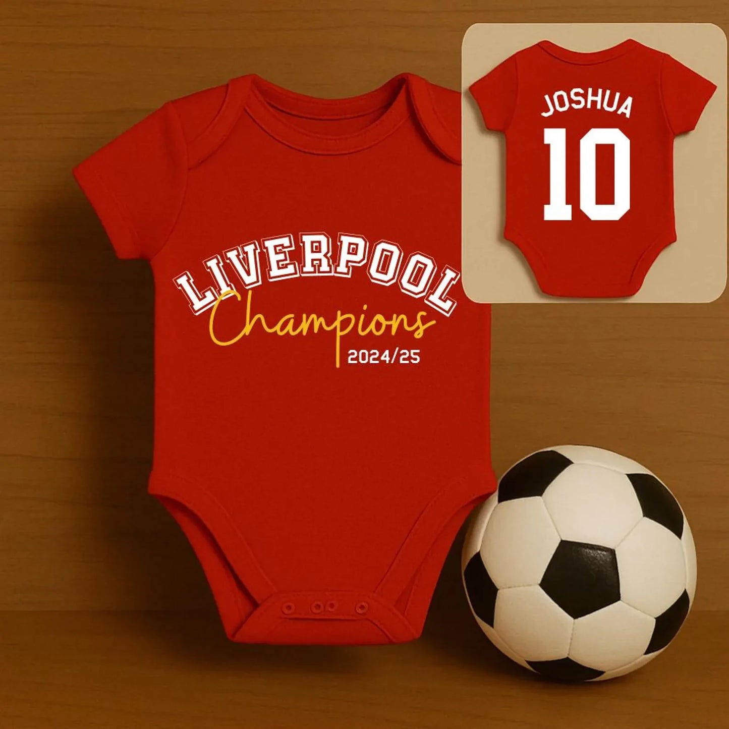 Customized Liverpool Champions Soccer Jersey , Baby Rib Bodysuit Sizes