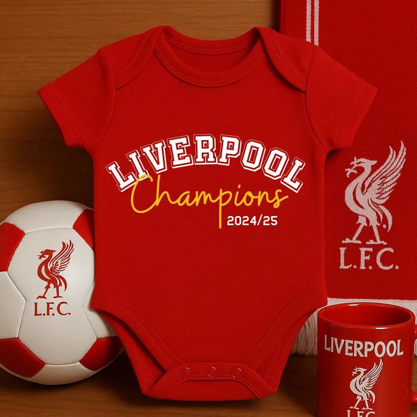 Customized Liverpool Champions Soccer Jersey , Baby Rib Bodysuit Sizes