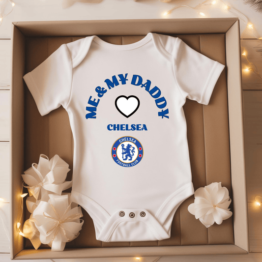 Customized Chelsea Me And Daddy Soccer Jersey , Baby Rib Bodysuit Sizes