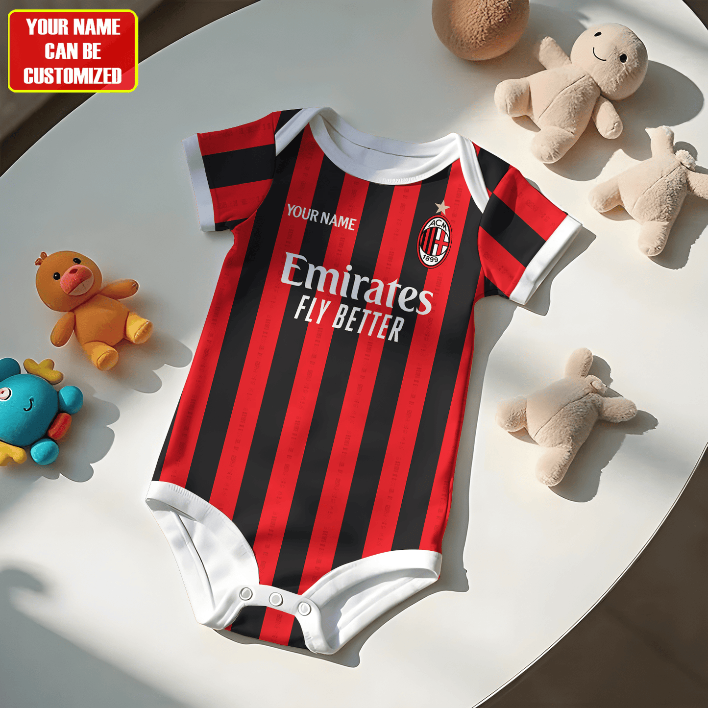 Customized AC Milan soccer Jersey , Baby Rib Bodysuit Sizes