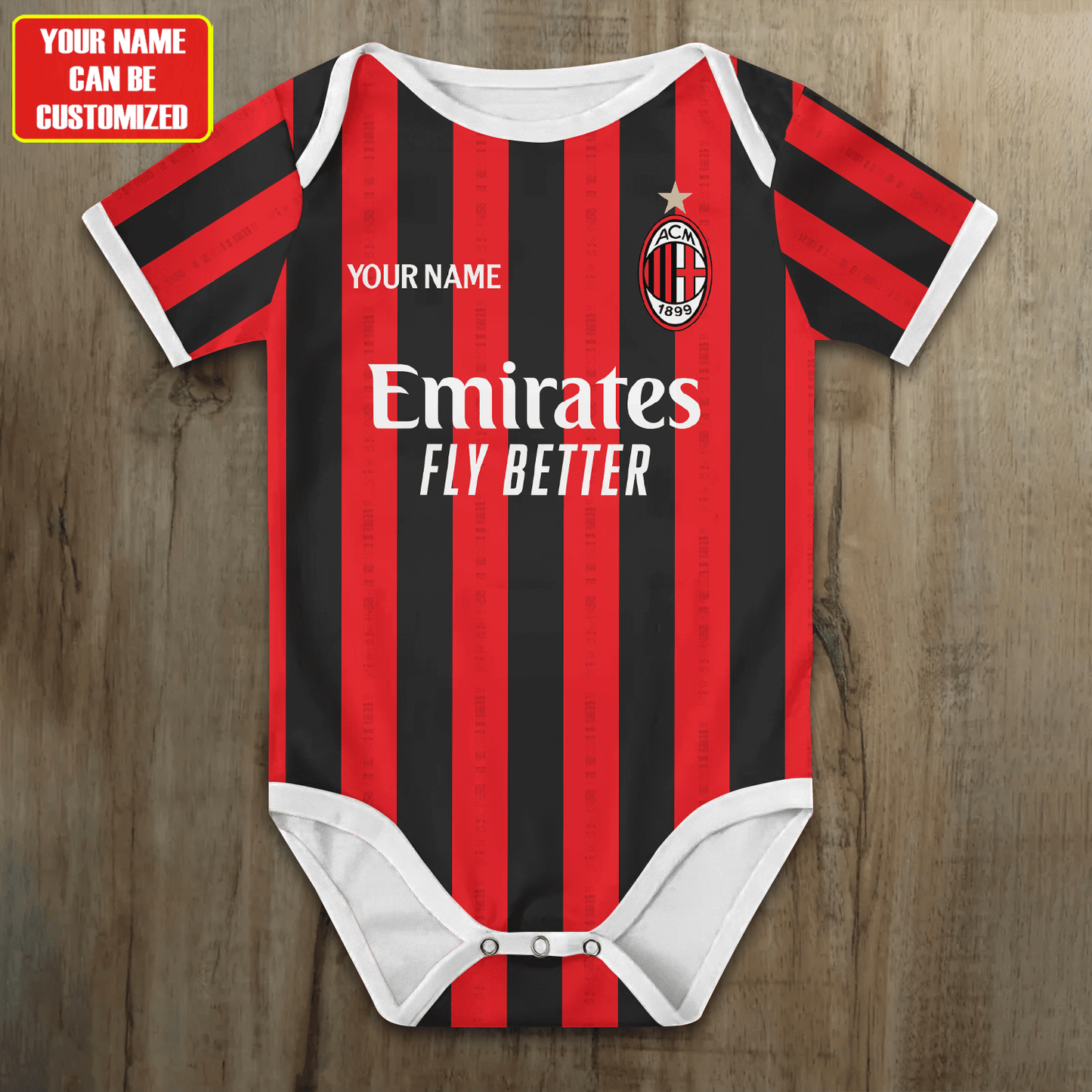 Customized AC Milan soccer Jersey , Baby Rib Bodysuit Sizes