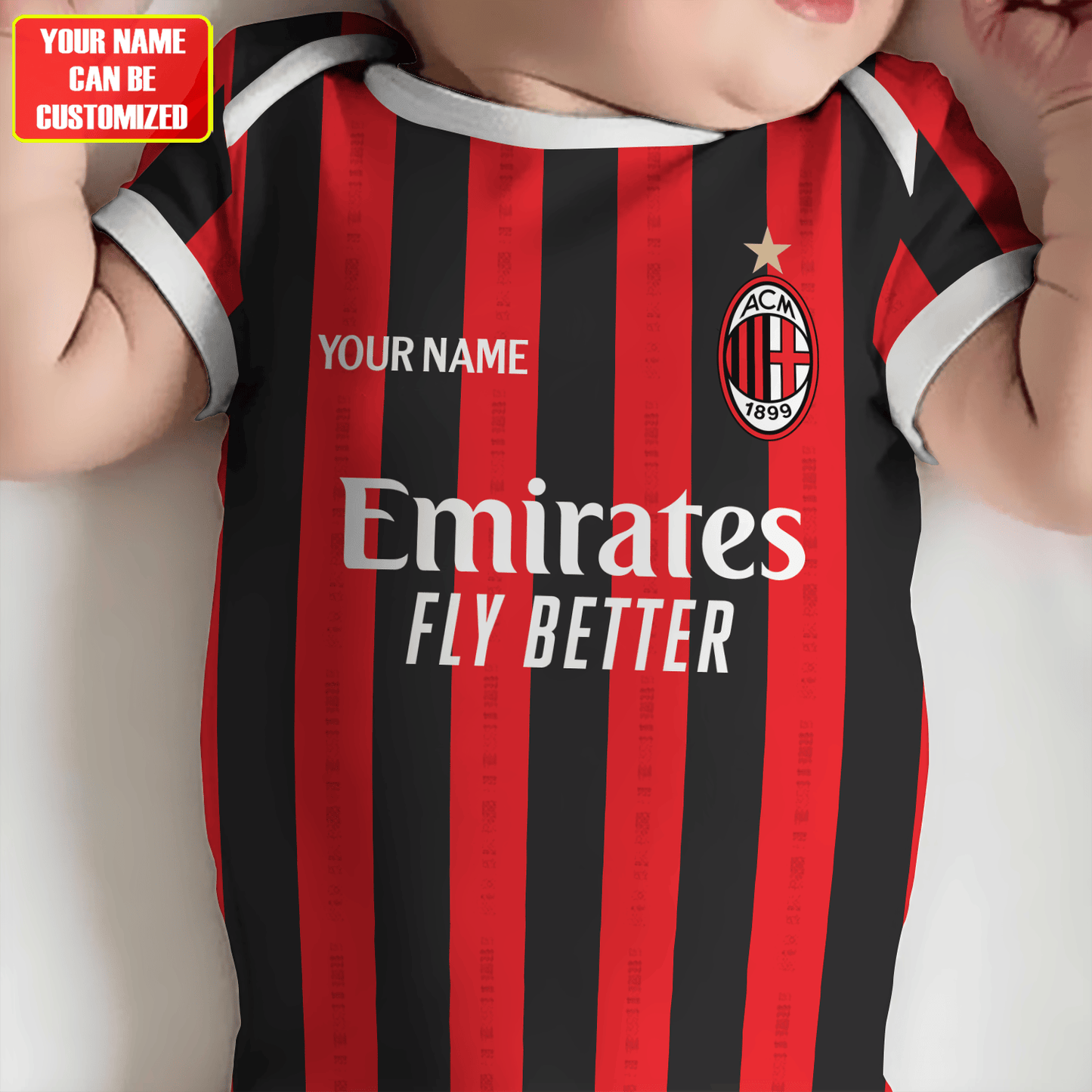 Customized AC Milan soccer Jersey , Baby Rib Bodysuit Sizes