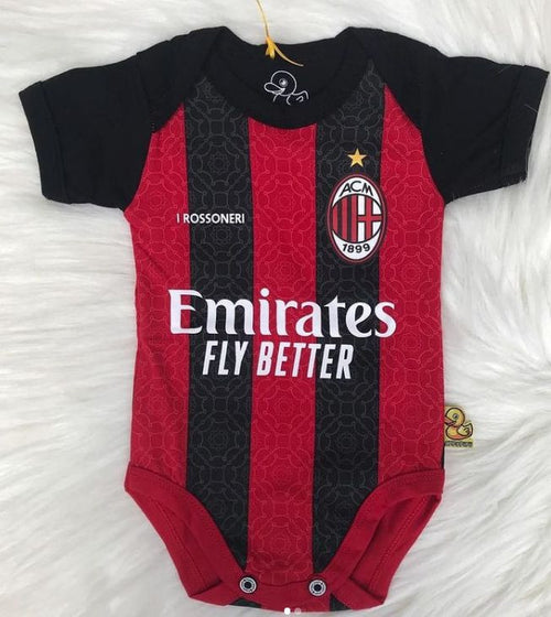 Customized AC Milan Soccer Jersey , Baby Rib Bodysuit Sizes V2