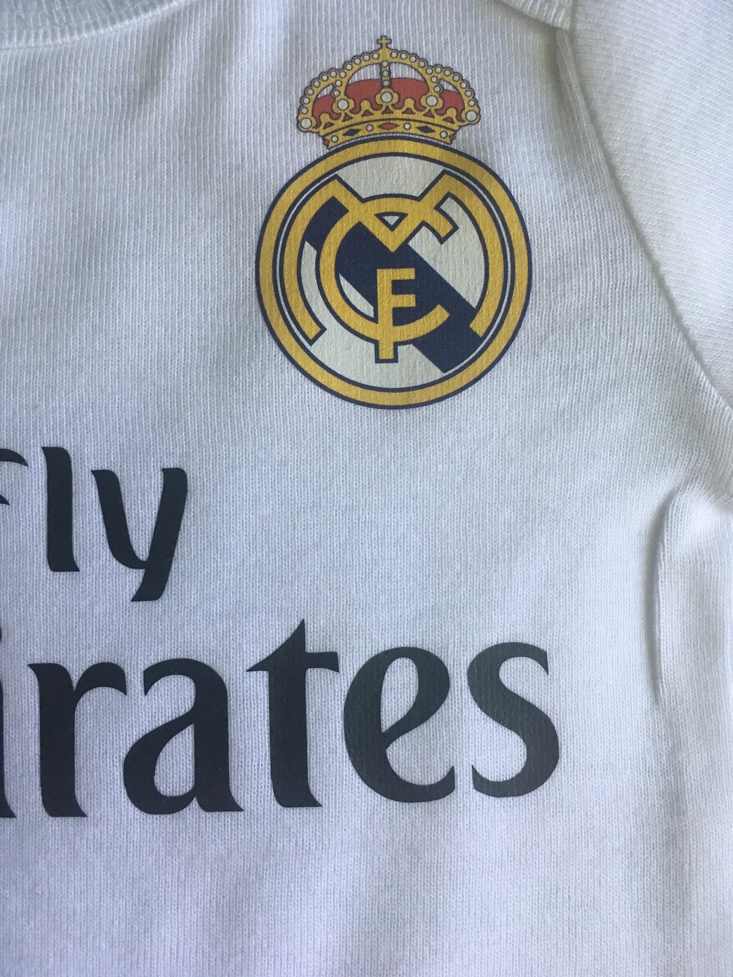 Customized Real Madrid Soccer Jersey , Baby Rib Bodysuit Sizes V5