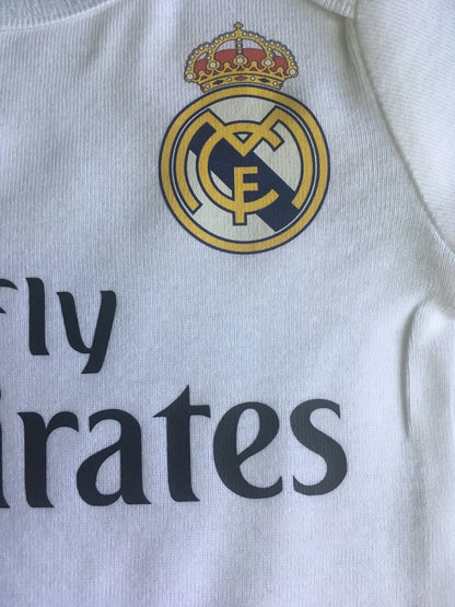 Customized Real Madrid Soccer Jersey , Baby Rib Bodysuit Sizes V5