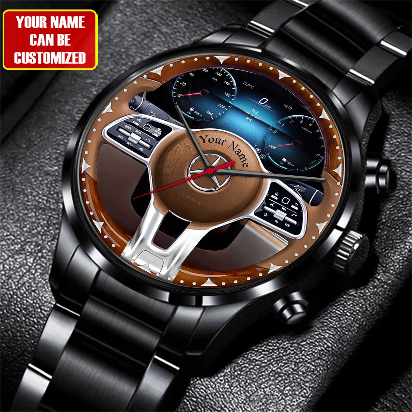 Personalized Merc Wooden Cockpit Luxury Stainless Steel Watch