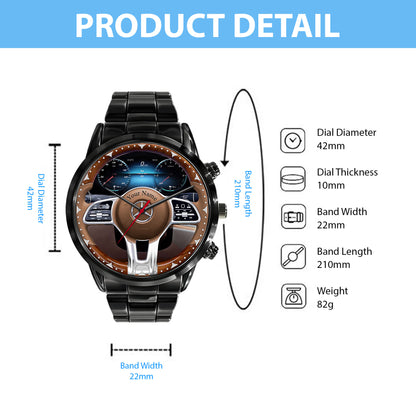 Personalized Merc Wooden Cockpit Luxury Stainless Steel Watch