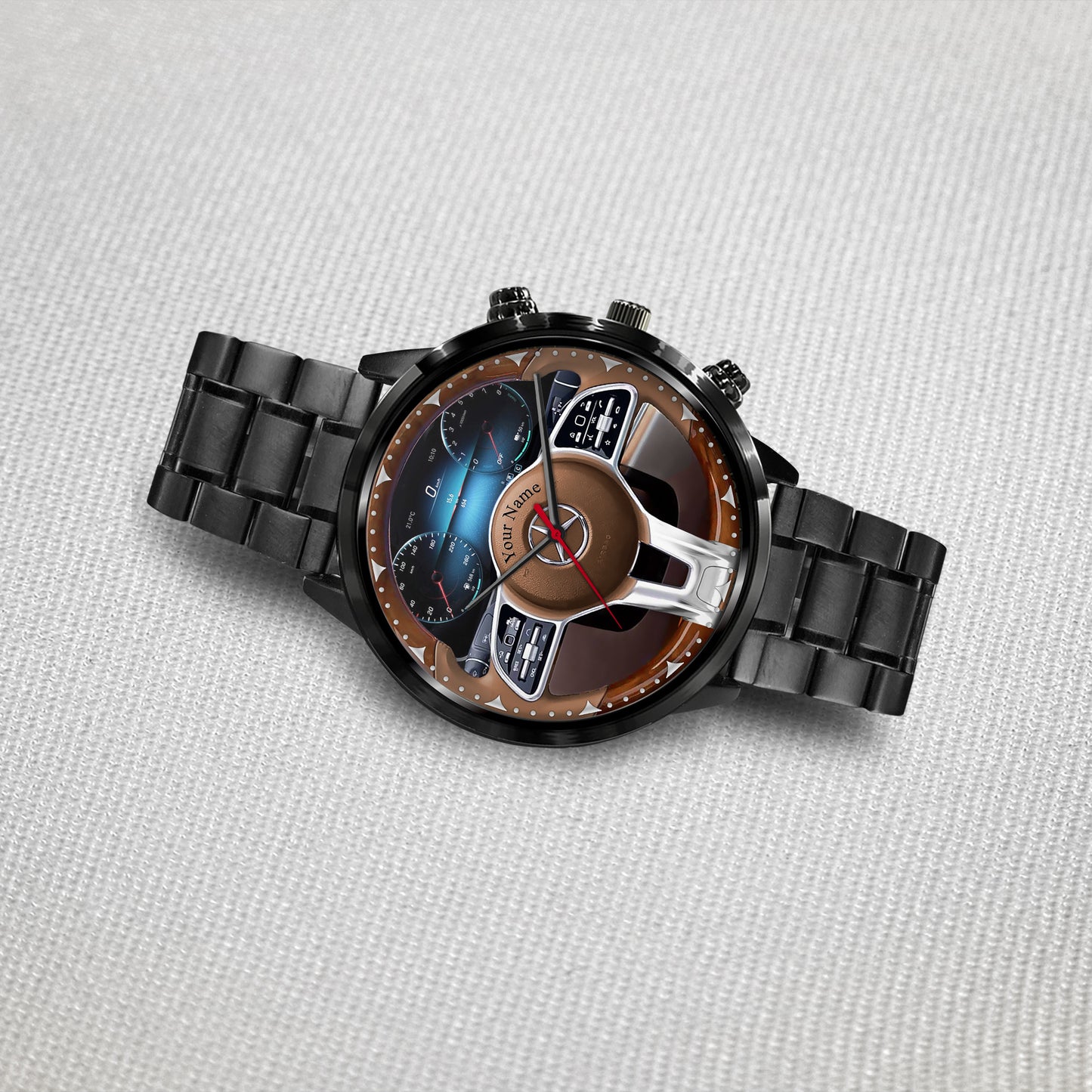 Personalized Merc Wooden Cockpit Luxury Stainless Steel Watch