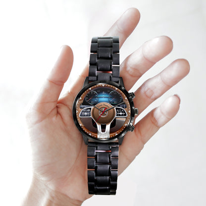 Personalized Merc Wooden Cockpit Luxury Stainless Steel Watch
