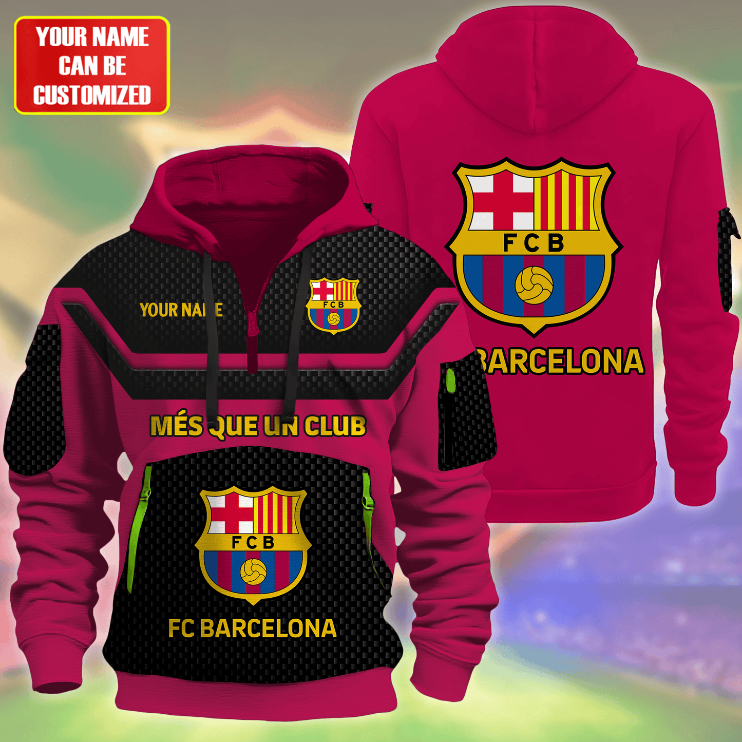 Personalized Barca FC 3D Zip-Hoodie Cotton Jacket