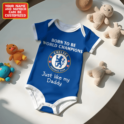 Customized Chelsea Born To Be Champions Soccer Jersey , Baby Rib Bodysuit Sizes