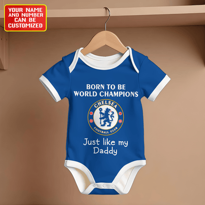Customized Chelsea Born To Be Champions Soccer Jersey , Baby Rib Bodysuit Sizes