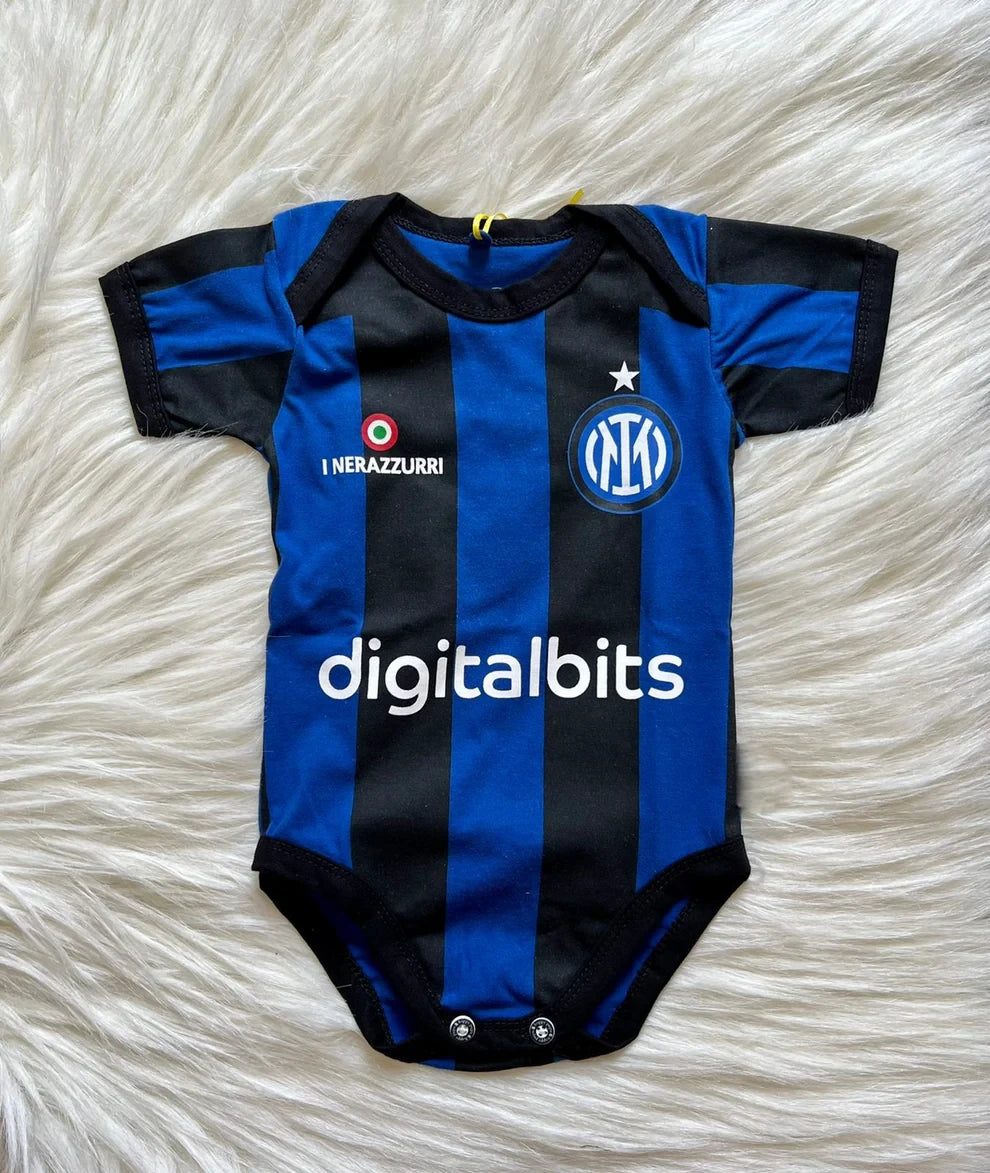 Customized Inter Milan Soccer Jersey , Baby Rib Bodysuit Sizes V2