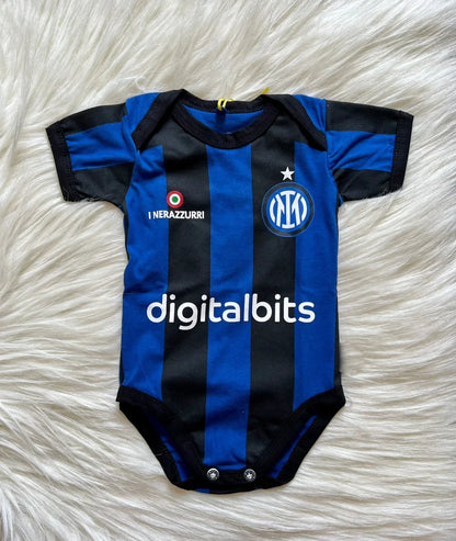 Customized Inter Milan Soccer Jersey , Baby Rib Bodysuit Sizes V2