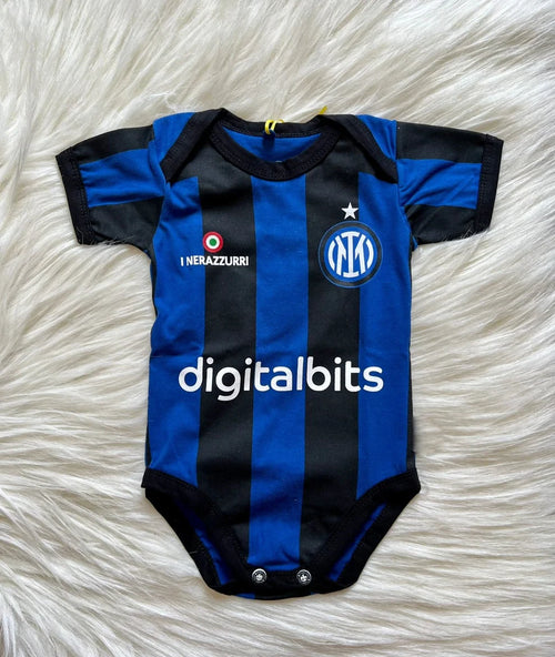 Customized Inter Milan Soccer Jersey , Baby Rib Bodysuit Sizes V2