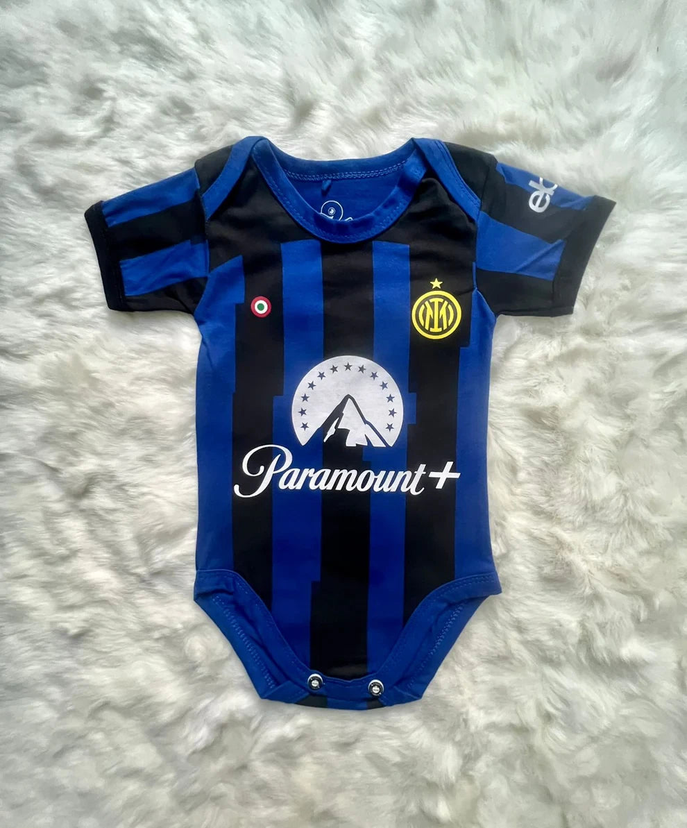 Customized Inter Milan Soccer Jersey , Baby Rib Bodysuit Sizes V3