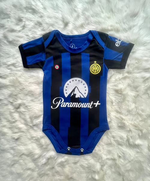 Customized Inter Milan Soccer Jersey , Baby Rib Bodysuit Sizes V3