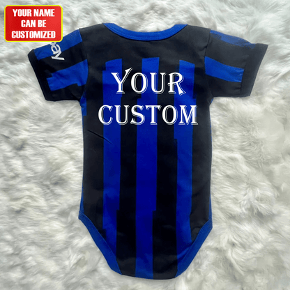 Customized Inter Milan Soccer Jersey , Baby Rib Bodysuit Sizes V3