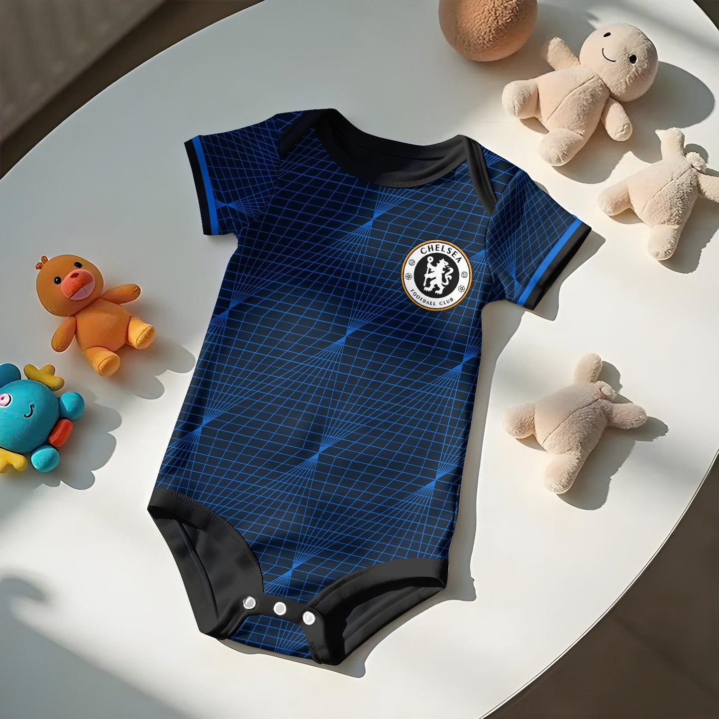 Customized Chelsea Soccer Jersey , Baby Rib Bodysuit Sizes V2