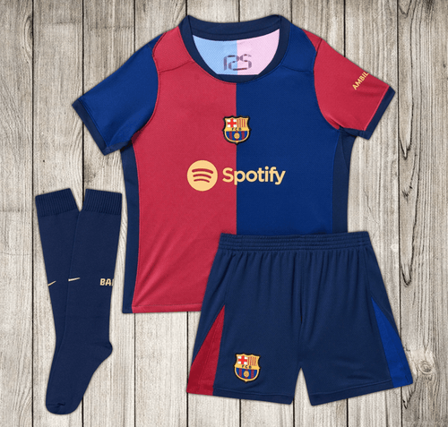 Barca Home New Soccer Jersey & Shorts with Socks Set for Boys and Girls Youth Sizes