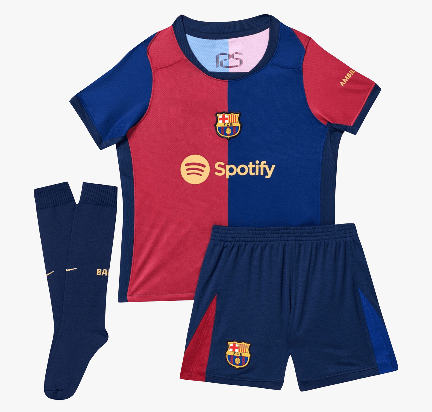 Barca Home New Soccer Jersey & Shorts with Socks Set for Boys and Girls Youth Sizes