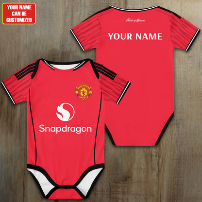 Customized Manchester United Jersey , Baby Rib Bodysuit Sizes V4