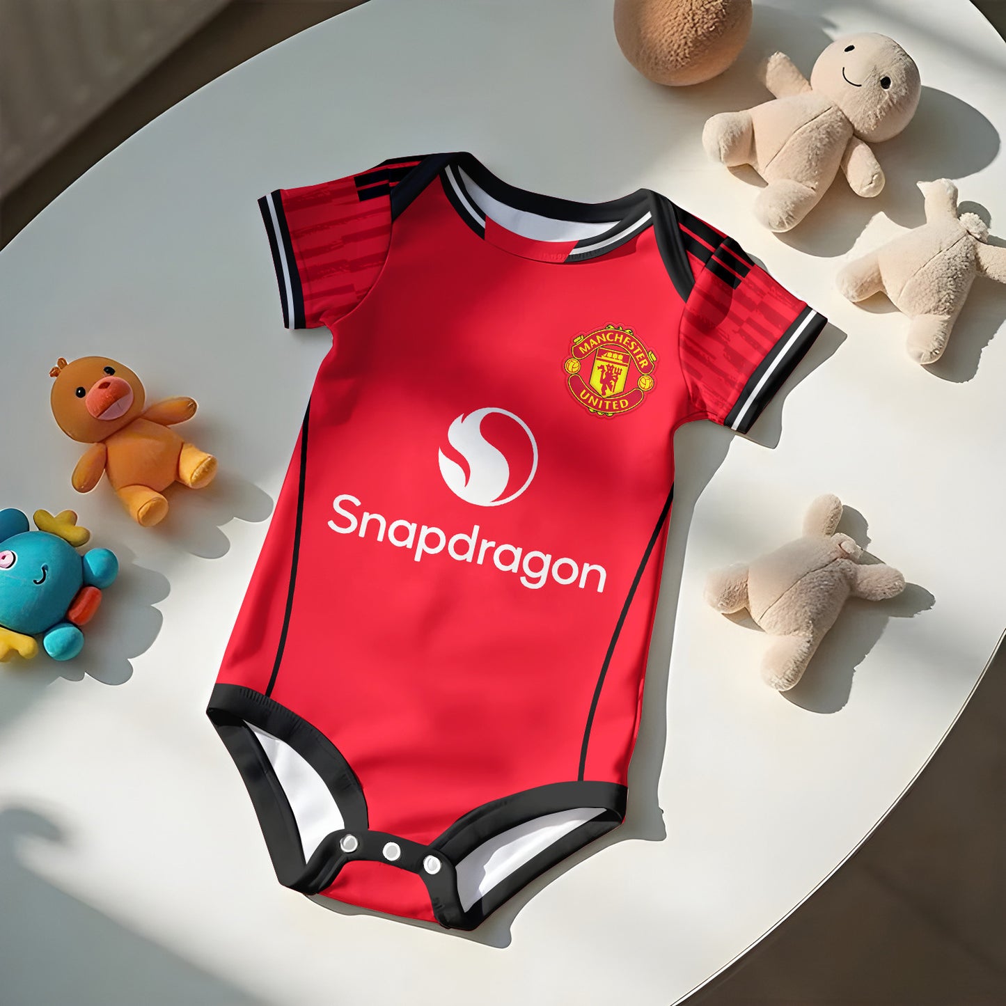 Customized Manchester United Jersey , Baby Rib Bodysuit Sizes V4