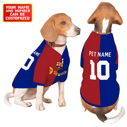 Barcelona Personalised Pet Baseball Jersey (Dog Football Costume and Cat Football Costume Gift)