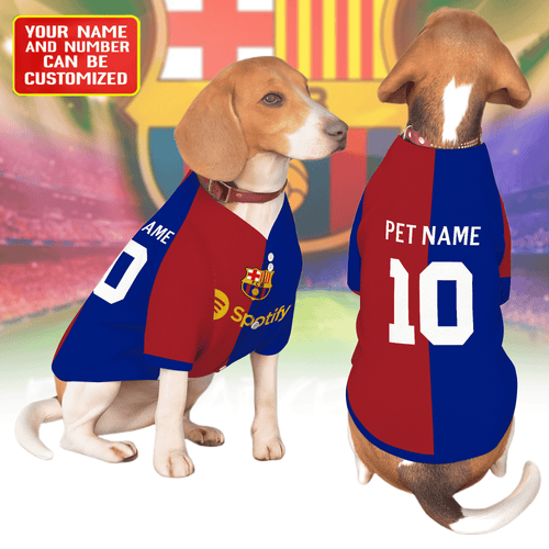 Barcelona Personalised Pet Baseball Jersey (Dog Football Costume and Cat Football Costume Gift)