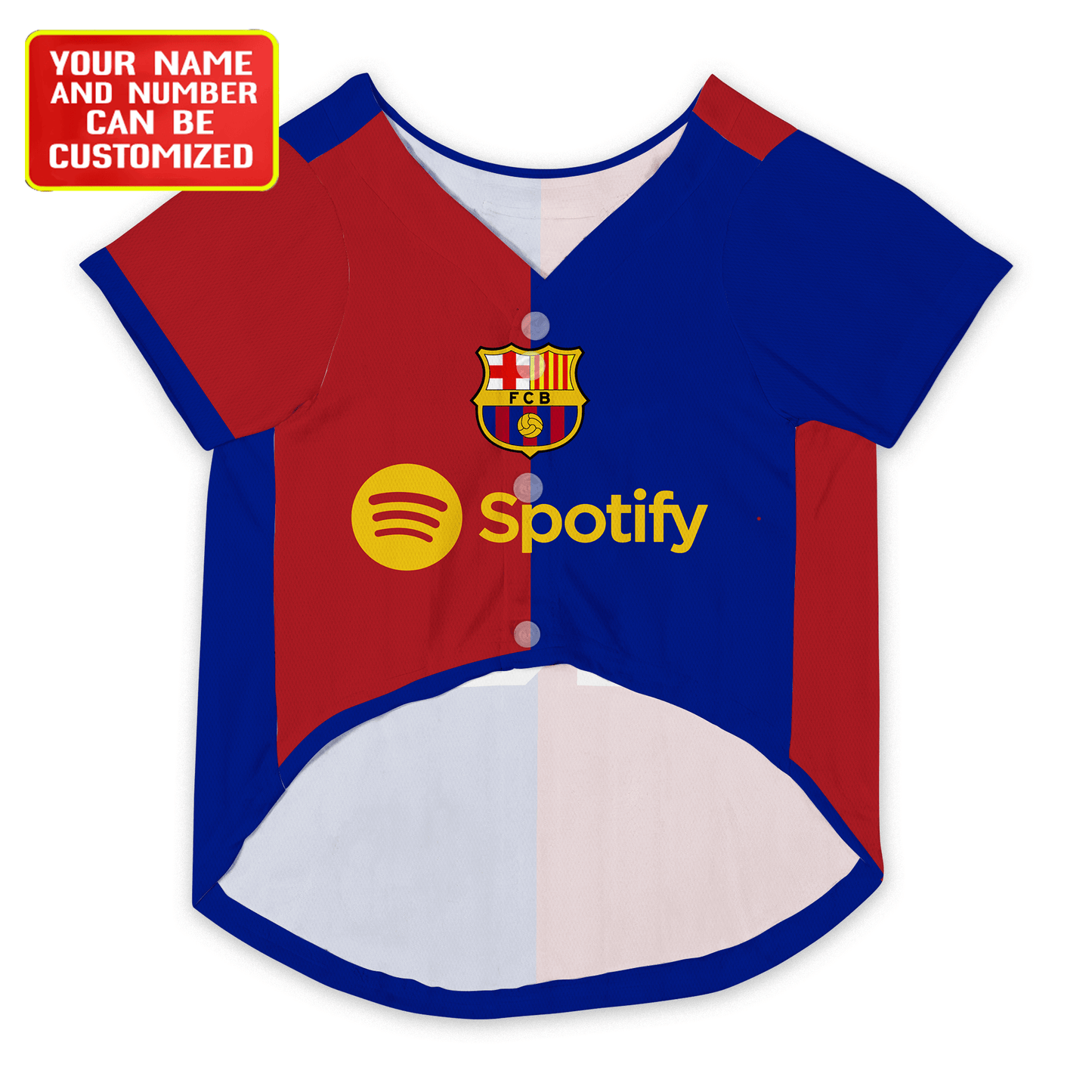 Barcelona Personalised Pet Baseball Jersey (Dog Football Costume and Cat Football Costume Gift)