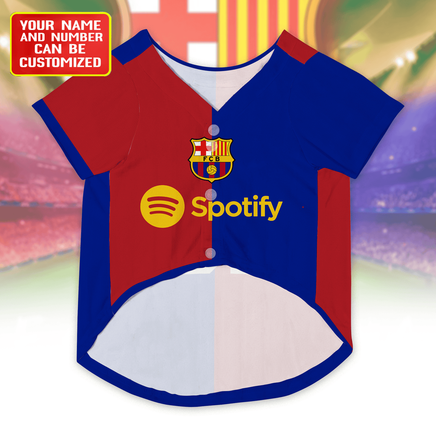 Barcelona Personalised Pet Baseball Jersey (Dog Football Costume and Cat Football Costume Gift)
